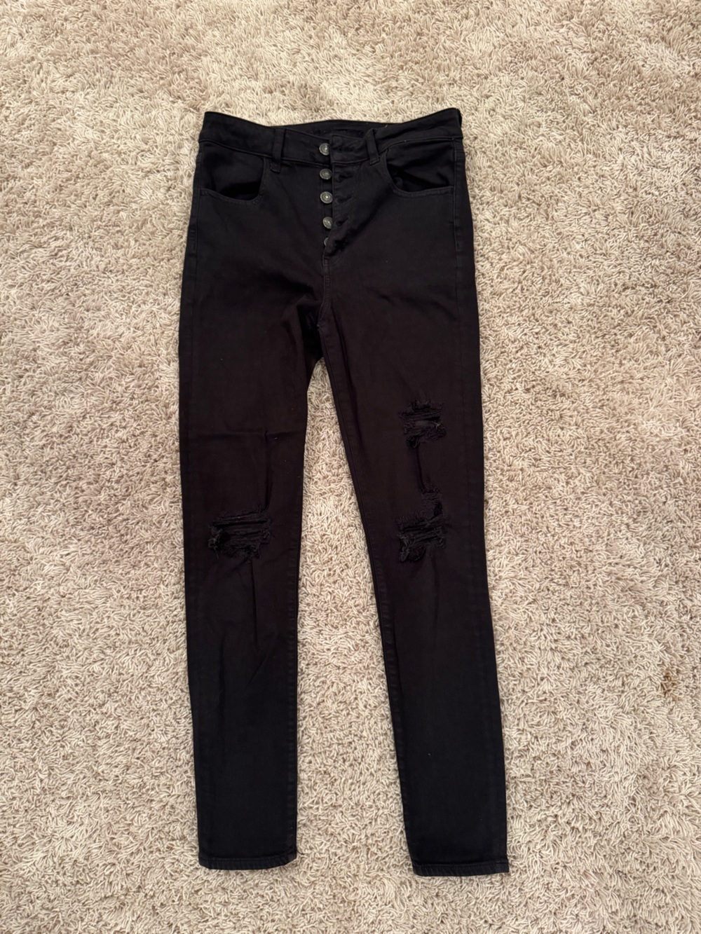 American Eagle Outfitters Black Skinny Ripped Jeans